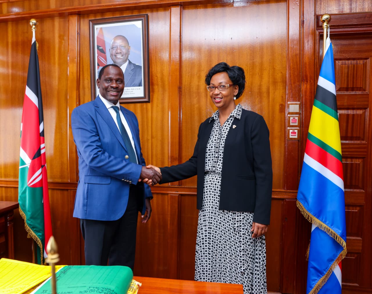 the Permanent Secretary PS Wagunda with Uganda's Permanent Secretary (PS) in the Ministry of Public Service Catherine Bitarakwate Musingwiire,
