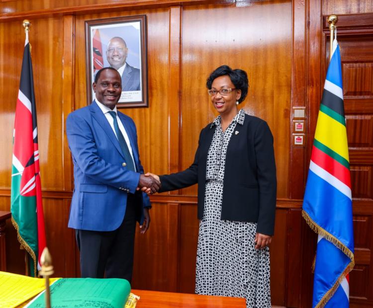 the Permanent Secretary PS Wagunda with Uganda's Permanent Secretary (PS) in the Ministry of Public Service Catherine Bitarakwate Musingwiire,